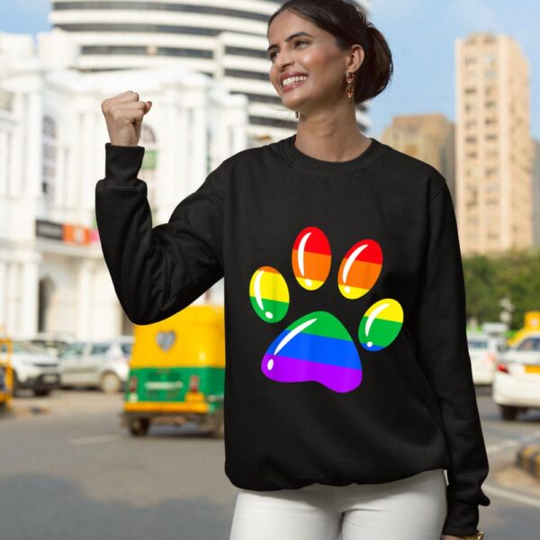 Linocasa– Rainbow Paw Print Dog Paw LGBT Pride Sweatshirt - Image 6