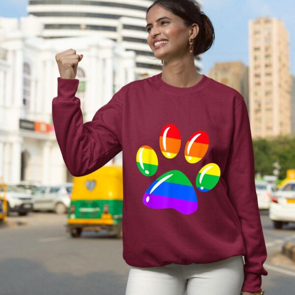 Linocasa– Rainbow Paw Print Dog Paw LGBT Pride Sweatshirt - Image 7