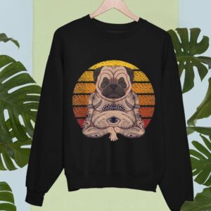 Linocasa– Retro Yoga Dog Pug Sunset Sweatshirt