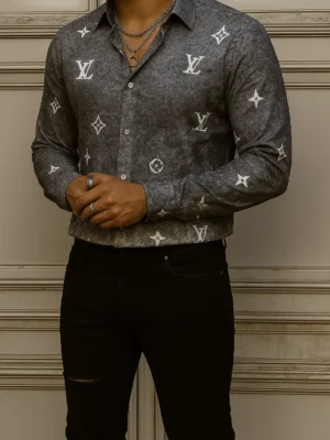 LOUIS VUITTON Long Sleeve Button Down Shirt Limited For Men DC-CCY-24072517
