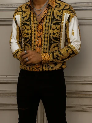 VERSACE Long Sleeves Button Down Shirt Limited For Men DC-CCY-20062520