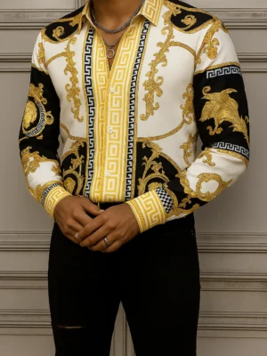 VERSACE Long Sleeves Button Down Shirt Limited For Men DC-CCY-30062506