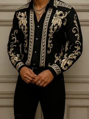 VERSACE Long Sleeves Button Down Shirt Limited For Men DC-CCY-30062507