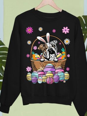 Mecurino – Bunny English Bulldog Dog Easter Eggs Sweatshirt