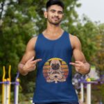 Mecurino – Retro Yoga Dog Pug Sunset Tank Top